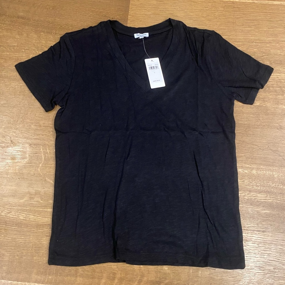 Splendid Everly Slub V-Neck Tee in Black - Picture 6 of 6